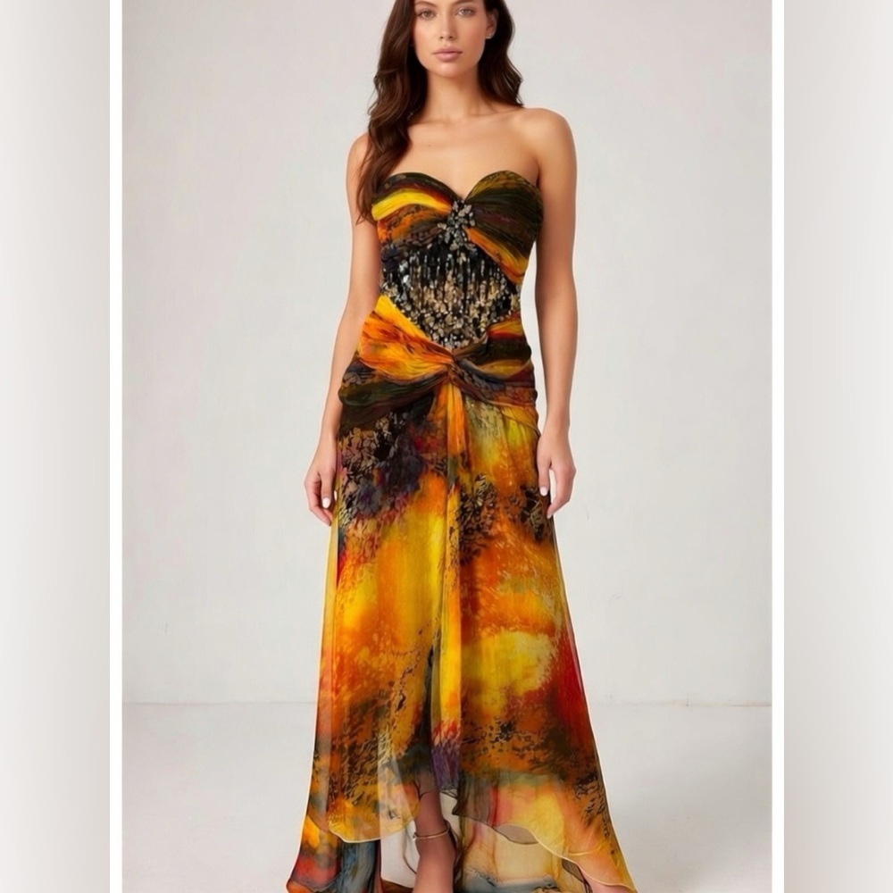 Tony‎ Bowls Colorful Strapless Formal dress size 4. C28